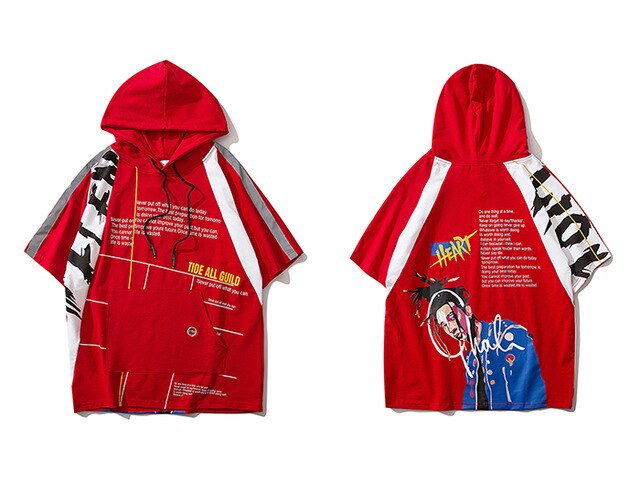Hip Hop Cool Boy Letter Print Mens T Shirt Harajuku Fashion Streetwear Hooded Tops Tees Cotton Short Sleeve | Vimost Shop.