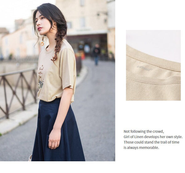 Summer Literary Embroidary Retro Casual All Matched Loose Women T-shirt | Vimost Shop.