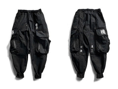 Multi Pocket Hip Hop Pants Men Ribbon Elastic Waist Harajuku Streetwear Joggers Mens Trousers Techwear Pants
