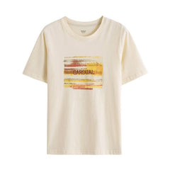 Retro Style Summer New Arrival Pure Cotton Letters Embroidered Leisure Short Sleeve T-shirt