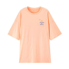 Summer Pure Cotton Round Collar Loose Printed All-match Short Sleeve T-shirt