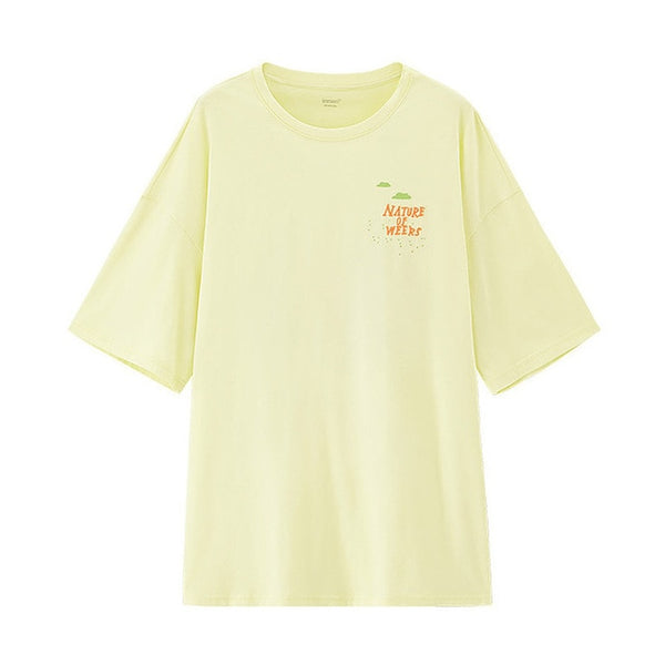 Summer Pure Cotton Round Collar Loose Printed All-match Short Sleeve T-shirt | Vimost Shop.