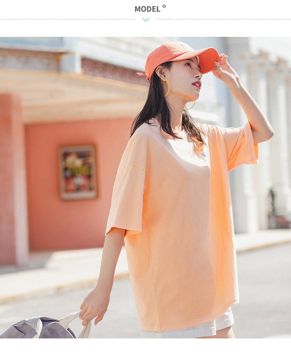 Summer Pure Cotton Round Collar Loose Printed All-match Short Sleeve T-shirt | Vimost Shop.