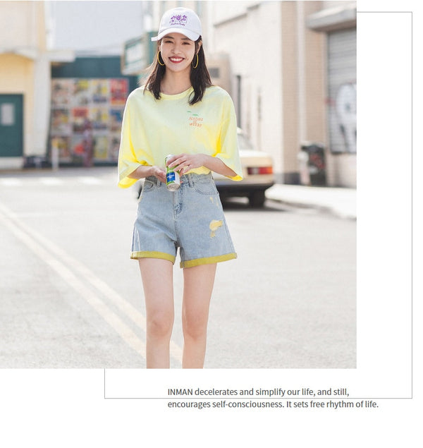 Summer Pure Cotton Round Collar Loose Printed All-match Short Sleeve T-shirt | Vimost Shop.