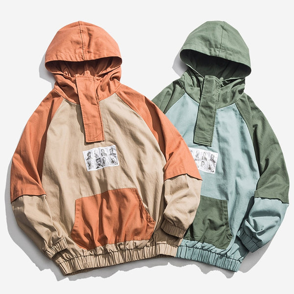 Men Patchwork Pullover Sweatshirt Street Harajuku Hip Hop Streetwear Spring Hoodie | Vimost Shop.