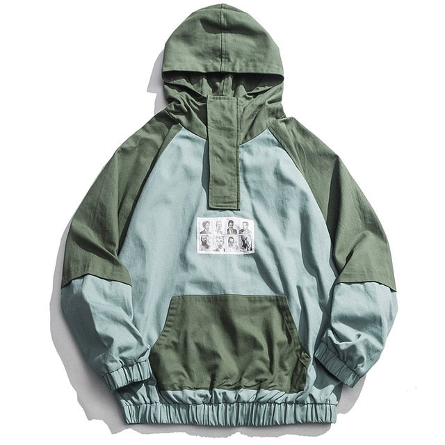 Men Patchwork Pullover Sweatshirt Street Harajuku Hip Hop Streetwear Spring Hoodie | Vimost Shop.