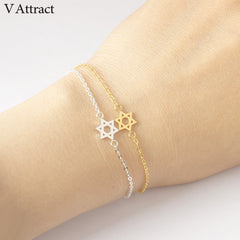 Stainless Steel Chain Pulseras Vintage Mujer Jerusalem Magen Star Of David Charm Bracelet Femme Jewish Jewelry