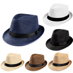 Hot Unisex Women Men Fashion Summer Casual Trendy Beach Sun Straw Jazz Hat Cowboy Fedora hat Gangster Cap