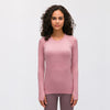 Seamless Slim Fit Yoga Shirts Workout Long Sleeved Shirts Women O-neck Sports Gym Fitness Tops with Thumb Holes Workout Top | Vimost Shop.