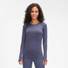 Seamless Slim Fit Yoga Shirts Workout Long Sleeved Shirts Women O-neck Sports Gym Fitness Tops with Thumb Holes Workout Top | Vimost Shop.