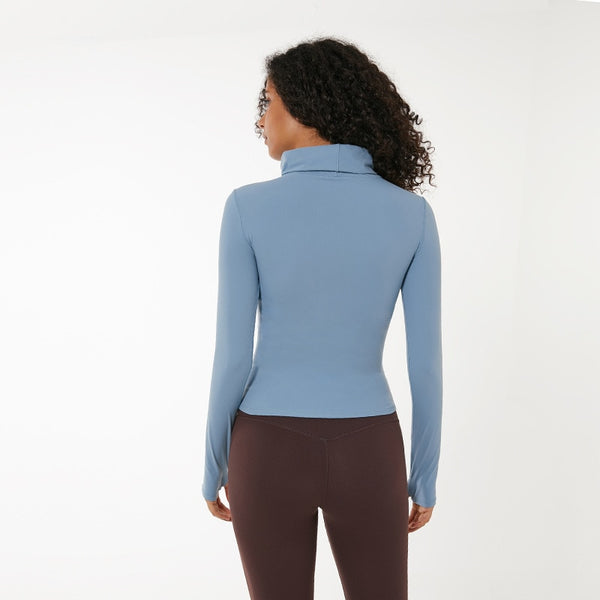 High Collar Yoga Crop Tops with Thumb Hole Sports Athletic Long Sleeve Shirts Women Twist Fitness Gym Tops High Quality | Vimost Shop.