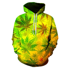 Weeds Sweatshirt Men / Women 3d Hoodies Print green leaves color pattern Slim Unisex Slim Stylish Hooded