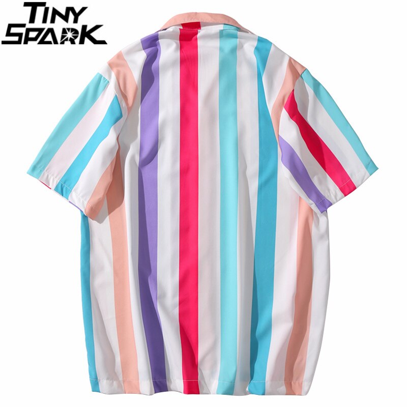 Hip Hop Shirt Streetwear White Blue Red Stripe Harajuku | Vimost Shop.