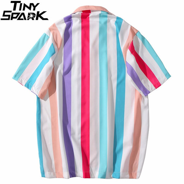 Hip Hop Shirt Streetwear White Blue Red Stripe  Harajuku | Vimost Shop.