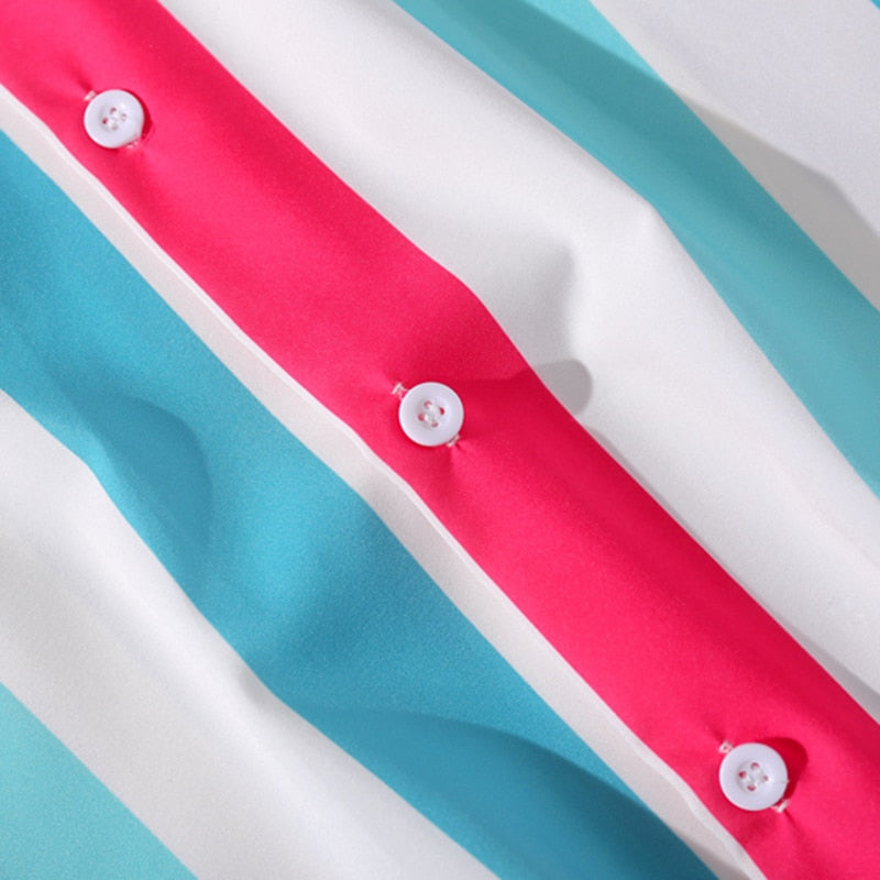 Hip Hop Shirt Streetwear White Blue Red Stripe Harajuku | Vimost Shop.