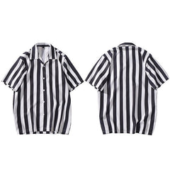 Hip Hop Shirt Streetwear White Blue Red Stripe  Harajuku