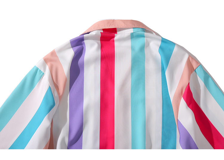 Hip Hop Shirt Streetwear White Blue Red Stripe Harajuku | Vimost Shop.