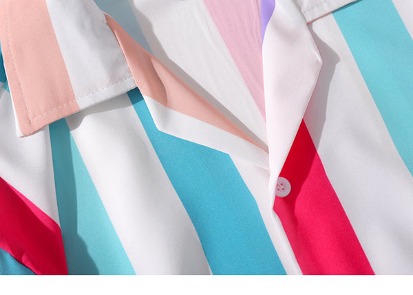 Hip Hop Shirt Streetwear White Blue Red Stripe  Harajuku | Vimost Shop.