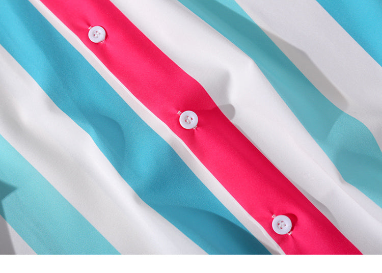 Hip Hop Shirt Streetwear White Blue Red Stripe Harajuku | Vimost Shop.