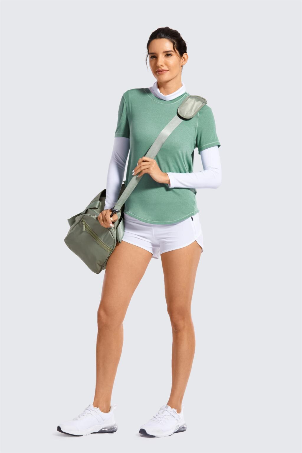 Women's Lightweight Heather Loose Fit Short Sleeve Sport Shirt Workout Top