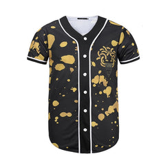 3D Short Sleeve T shirt Men Baseball Jersey Sport Slim Fit V Neck T-shirts Casual Streetwear Trendy Style