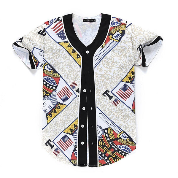 3D Short Sleeve T shirt Men Baseball Jersey Sport Slim Fit V Neck T-shirts Casual Streetwear Trendy Style | Vimost Shop.