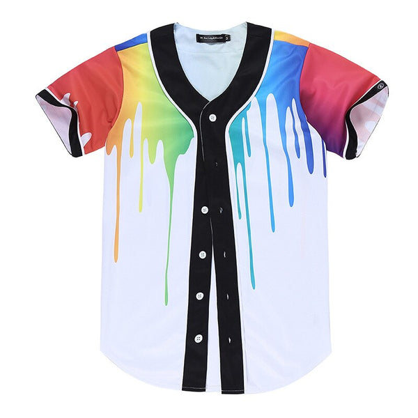3D Short Sleeve T shirt Men Baseball Jersey Sport Slim Fit V Neck T-shirts Casual Streetwear Trendy Style | Vimost Shop.