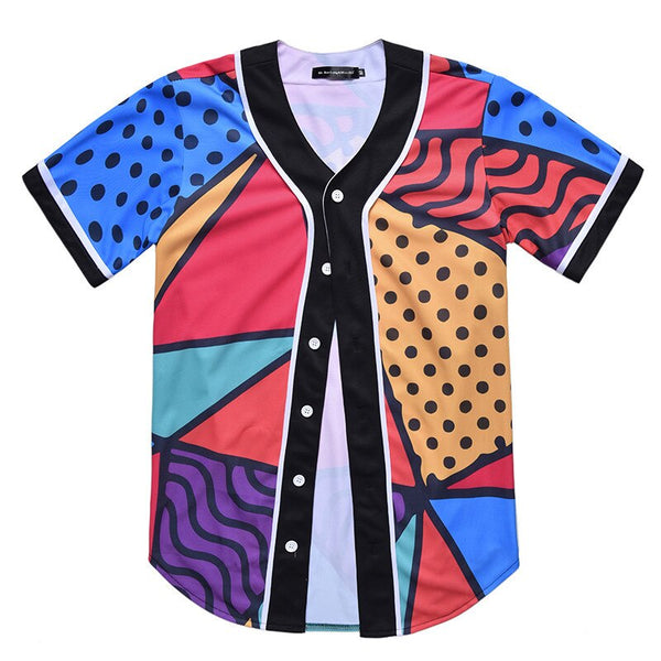 3D Short Sleeve T shirt Men Baseball Jersey Sport Slim Fit V Neck T-shirts Casual Streetwear Trendy Style | Vimost Shop.