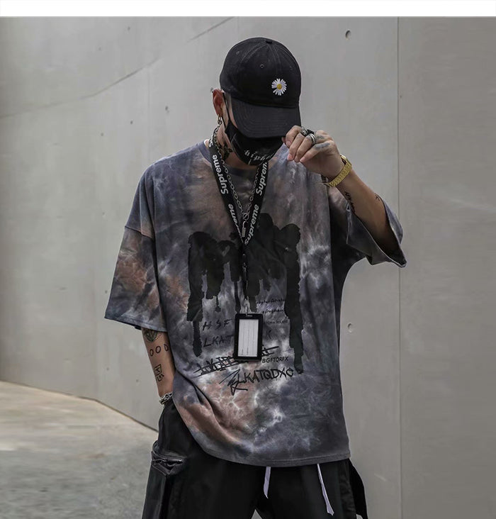 Tie Dye Print T Shirt Men Vintage Casual Cotton Tshirt Male Harajuku Streetwear Short Sleeve Shirts Hip Hop | Vimost Shop.