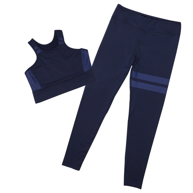 High Waist 2 Piece Fitness Set Women New Seamless Leggings Push Up Yoga Suit Woman Gym Running Sportswear For Ladies | Vimost Shop.