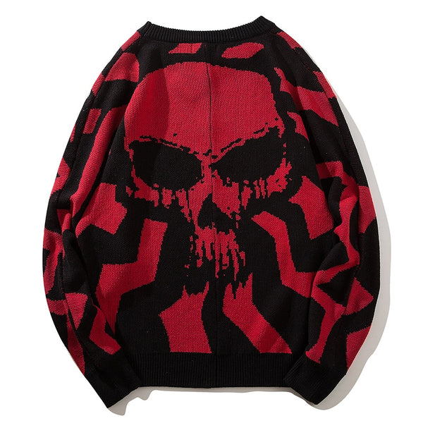 Men Skull Printed Hip Hop Sweater Streetwear High Quality Loose Oversized Sweaters Casual Pullover Clothing KA13 | Vimost Shop.