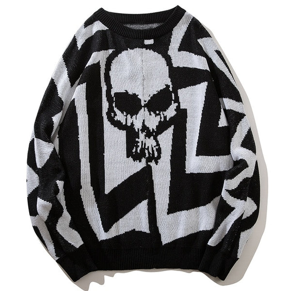 Men Skull Printed Hip Hop Sweater Streetwear High Quality Loose Oversized Sweaters Casual Pullover Clothing KA13 | Vimost Shop.
