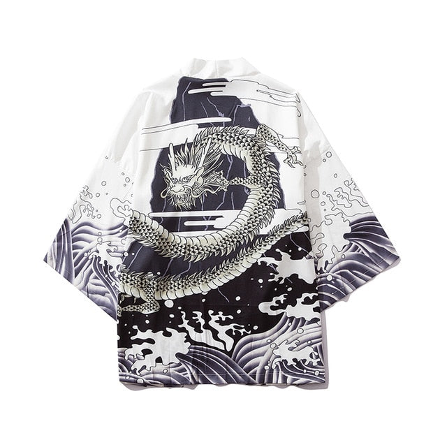 Japan Style Clothes Men Summer Streetwear Cat Print Kimono Cardigan Mandarin Robe Men Unisex Japanese Trend Kimonos | Vimost Shop.