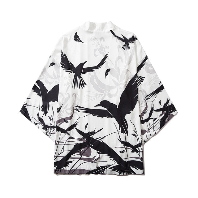 Japan Style Clothes Men Summer Streetwear Cat Print Kimono Cardigan Mandarin Robe Men Unisex Japanese Trend Kimonos | Vimost Shop.