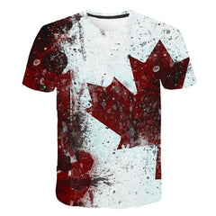 Flag Printing 3D Red maple Tshirt Men Fashion Short Sleeve Summer T-shirts Casual Canada Flag