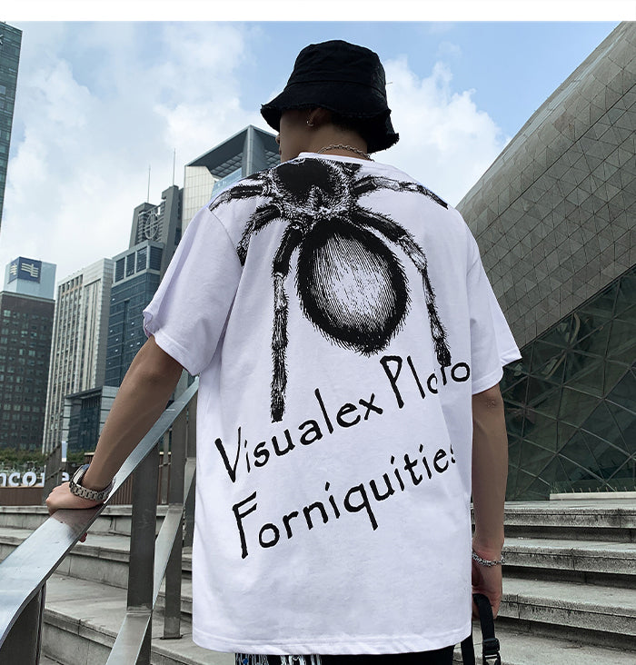 Hip Hop T Shirt Men Spider Letter Printed Dark Tshirt Fashion Summer Loose Casual Tops Oversized Streetwear | Vimost Shop.