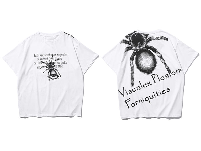 Hip Hop T Shirt Men Spider Letter Printed Dark Tshirt Fashion Summer Loose Casual Tops Oversized Streetwear | Vimost Shop.