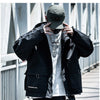 Letter Black Multi-pocket Men's Hip Hop Cargo Jackets Coats Streetwear Cardigan Zipper Casual Techwear Hooded Men Outerwear Top | Vimost Shop.