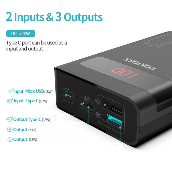 Sense4PS+ Power Bank 10000mAh Portable Charger LED External Battery PD 3.0 Fast Charging Powerbank for iPhone Xiaomi mi | Vimost Shop.