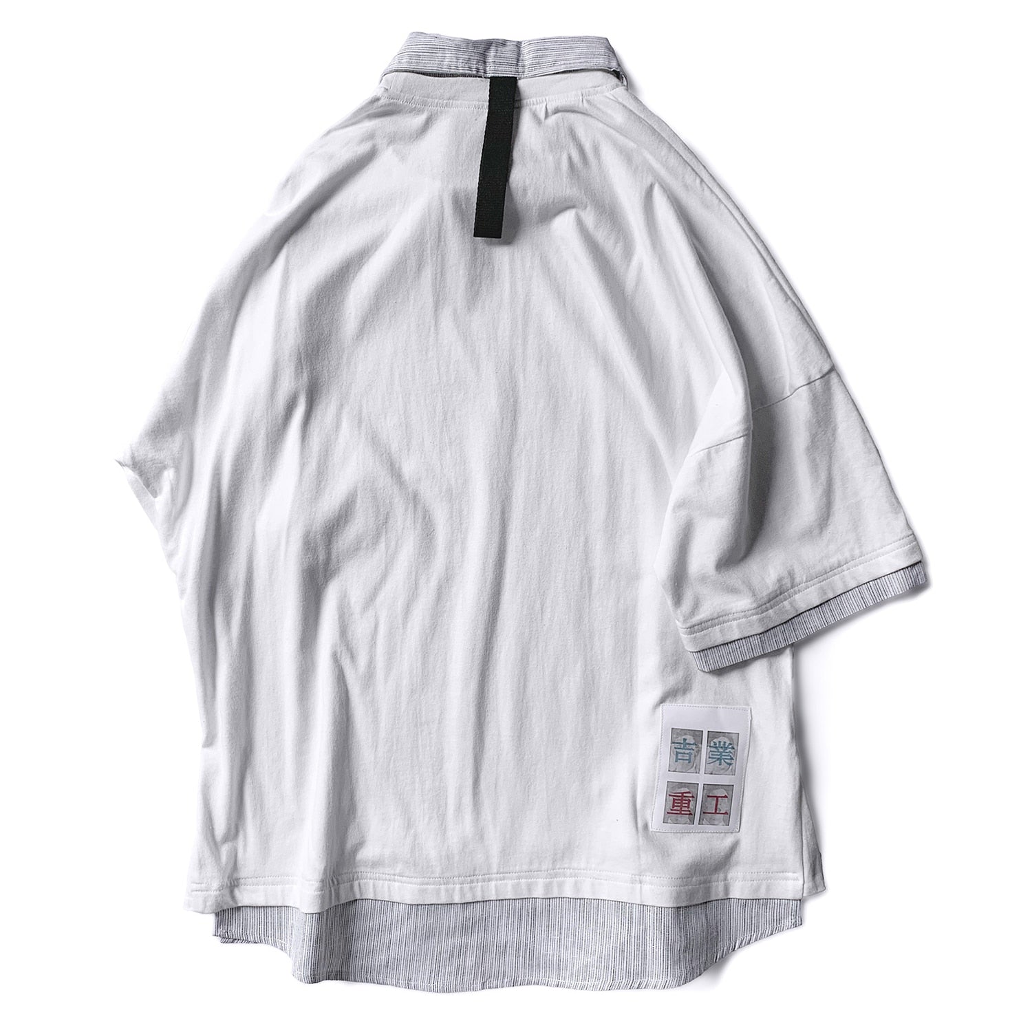 Letter Print Fake Two T Shirt Men Hip Hop Summer Casual Loose Short Sleeve Patchwork Techwear Tshirt Topsni | Vimost Shop.