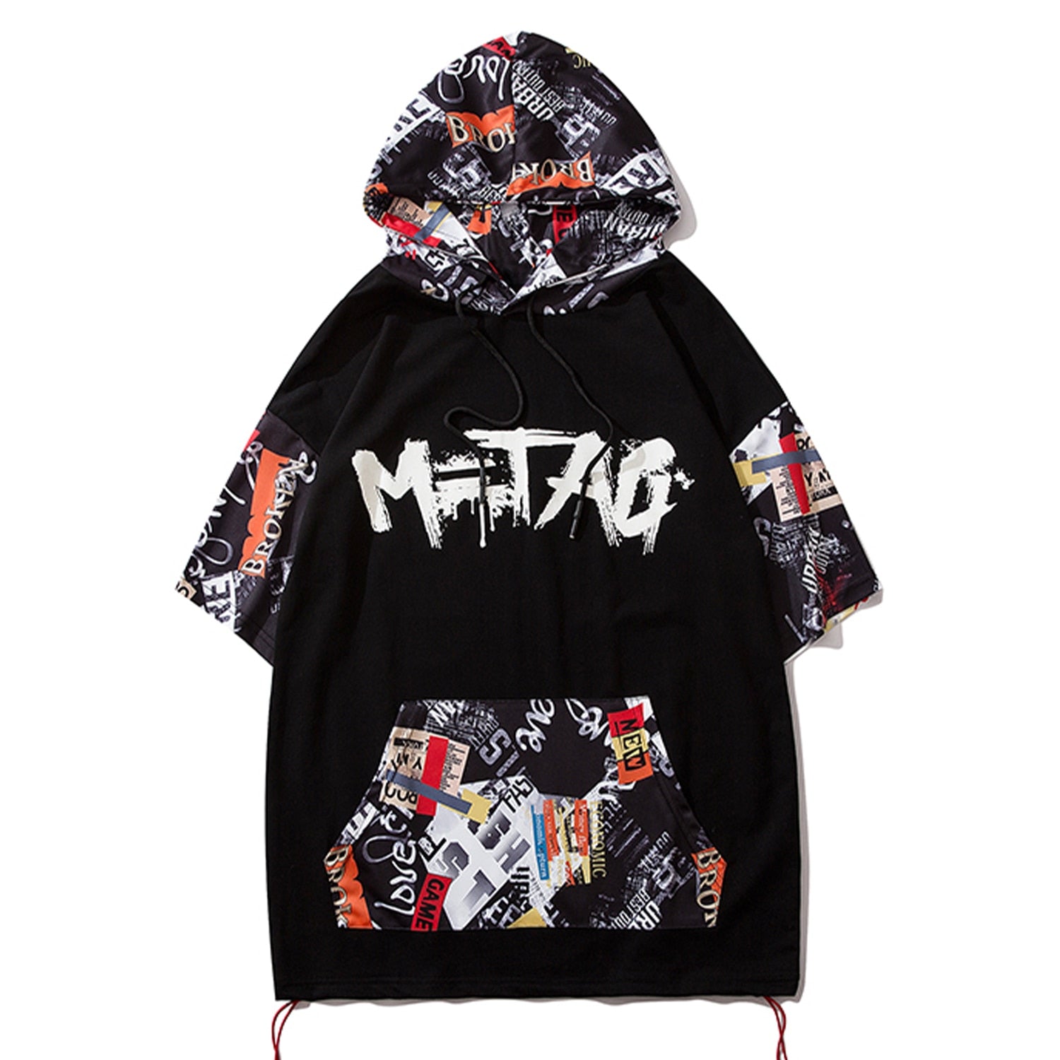 Hip Hop Dark Cat Print Men T Shirt Harajuku Streetwear Hooded Tops Tees Casual Cotton Short Sleeve | Vimost Shop.