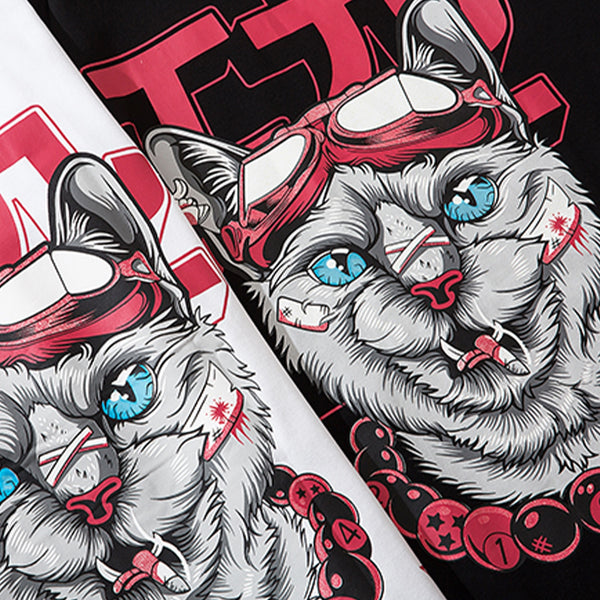 Hip Hop Dark Cat Print Men T Shirt Harajuku Streetwear Hooded Tops Tees Casual Cotton Short Sleeve | Vimost Shop.