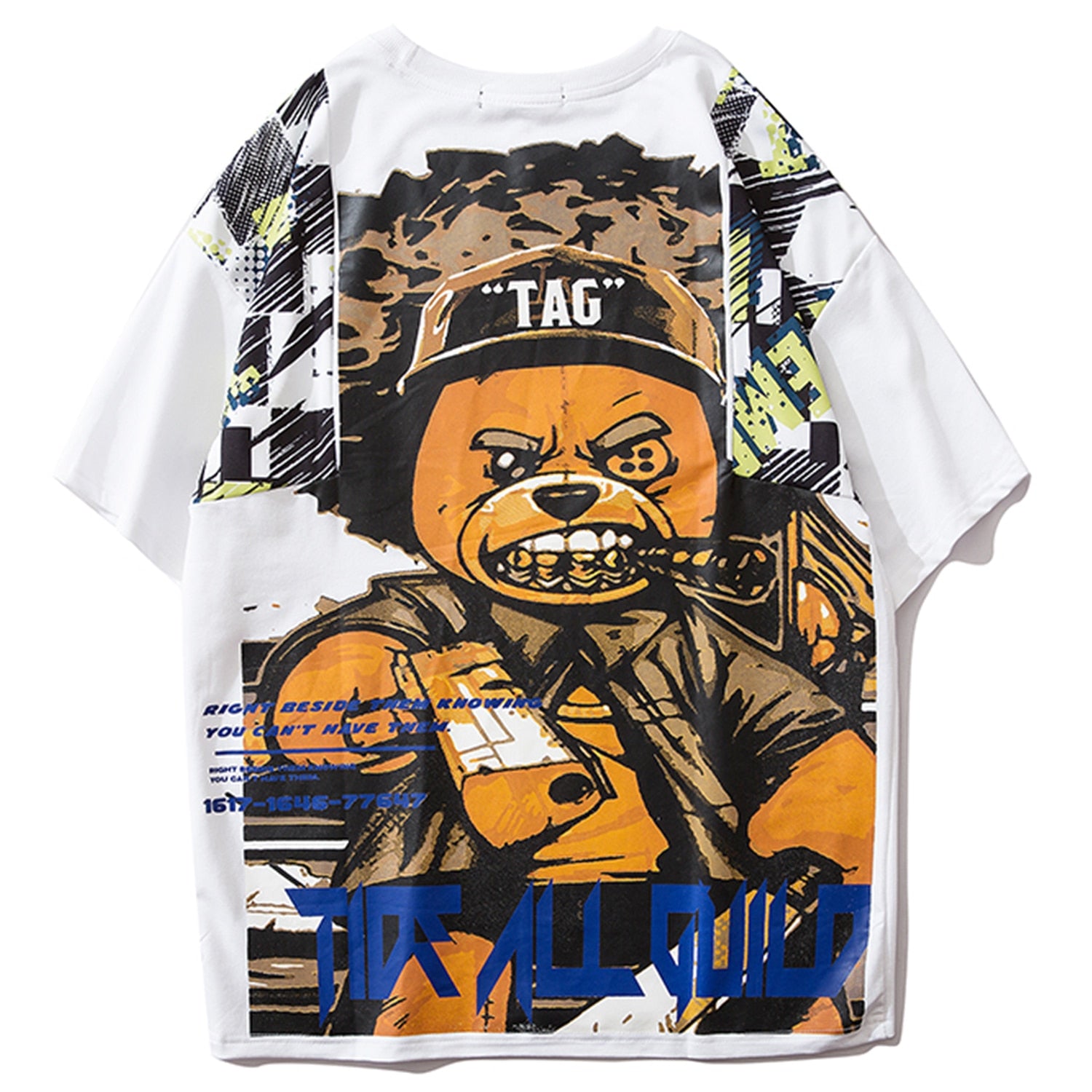 Hip Hop T Shirt Men Harajuku Streetwear Ferocious Bear Print Patchwork Tops Casual Cotton Short Sleeve Tees | Vimost Shop.