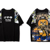 Hip Hop T Shirt Men Harajuku Streetwear Ferocious Bear Print Patchwork Tops Casual Cotton Short Sleeve Tees | Vimost Shop.