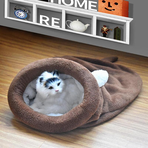 Warm Coral Fleece Cat Sleeping Bag Bed For Puppy Small Dogs Pets Cat Mat Bed Kennel House Soft Warm Sleeping Bed Pets Products | Vimost Shop.