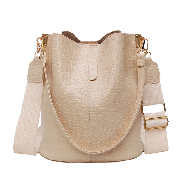 Fashion Pu Leather Big Bag Women's New Crocodile Shoulder Bucket Bag Large Capacity Travel Broadband Ladies Party Messenger Bag | Vimost Shop.