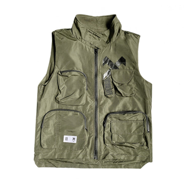 Vintage Letter Embroidered Mens Cargo Vests Streetwear 2019 Hip Hop Sleeveless Tops Harajuku Multi Pockets Coats | Vimost Shop.