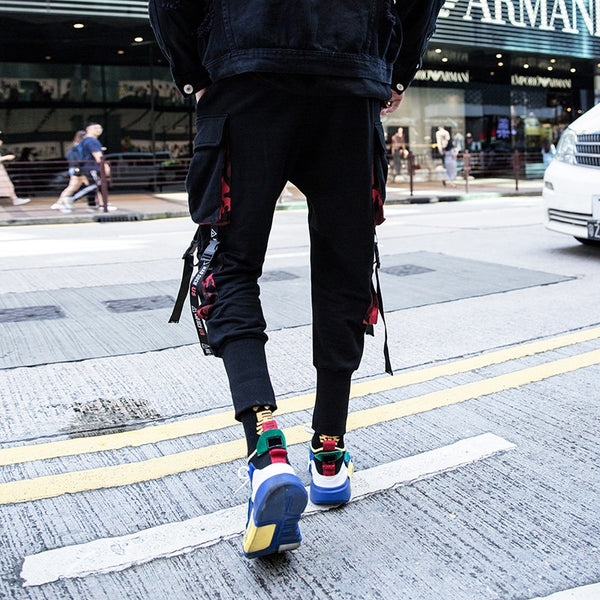 Ribbons Pockets Harem Pants Men Streetwear Autumn Winter Sweatpants Hip Hop Joggers Slim Men Pencil Pants | Vimost Shop.