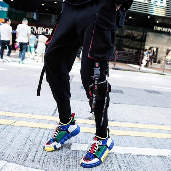 Ribbons Pockets Harem Pants Men Streetwear Autumn Winter Sweatpants Hip Hop Joggers Slim Men Pencil Pants | Vimost Shop.