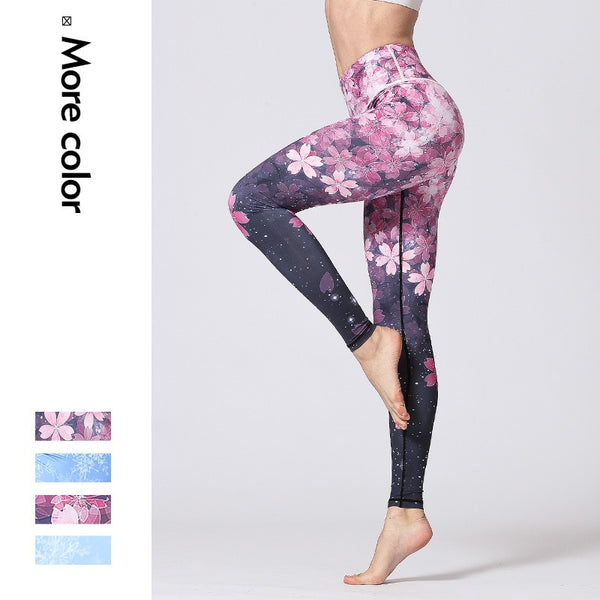 Women Fitness Yoga Pants Slim High waist Sport Leggings Gym Elastic Romantic Printed Long Tights for Running Tummy Control | Vimost Shop.